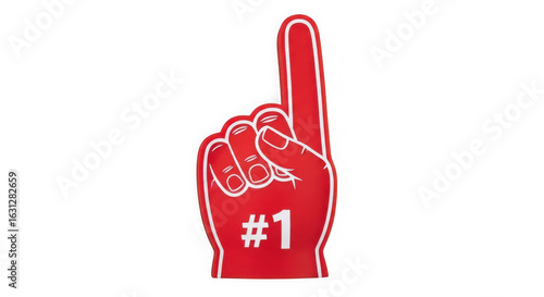 Ai generated image of red foam finger with number one, isolated on transparent background