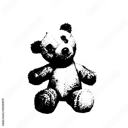 Vector Charming teddy bear in a distressed style.