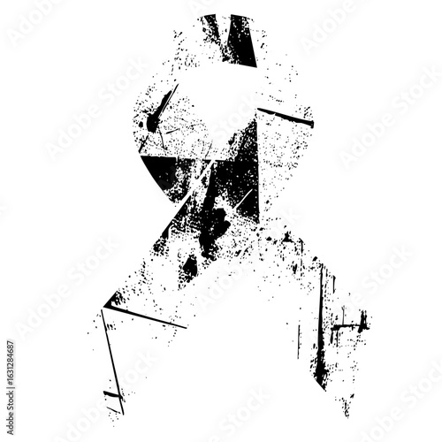 Vector Abstract fragmented portrait of a mans face in monochrome.