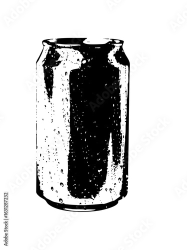 Vector Chilled beverage can with condensation droplets .