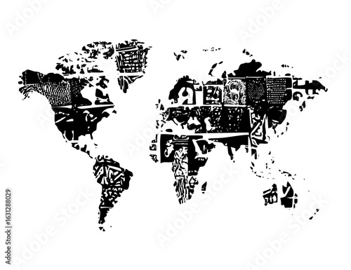 Vector World map composed of cultural and landmarks.