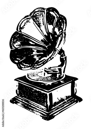 Vector Vintage gramophone showcases classic audio technology.