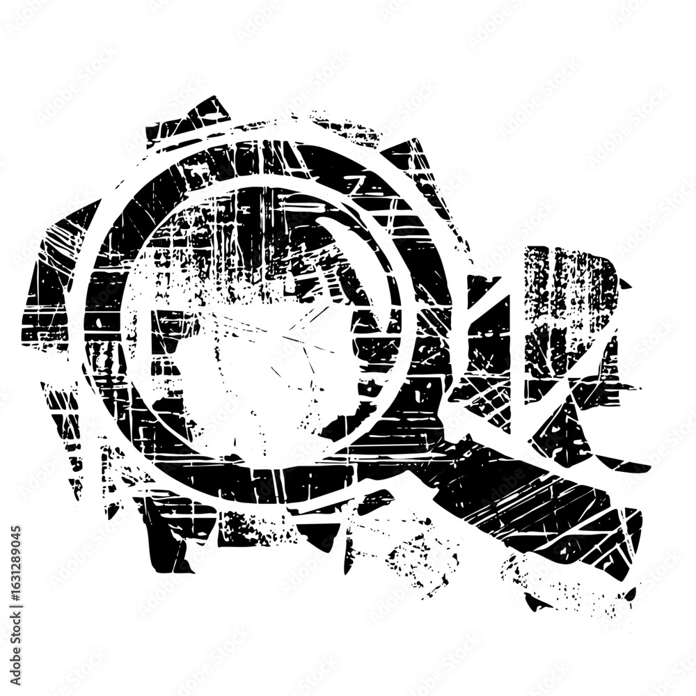 Obraz premium Vector Abstract circular with distressed typography.