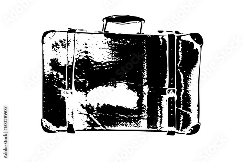 Vector Vintage suitcase with distressed texture.