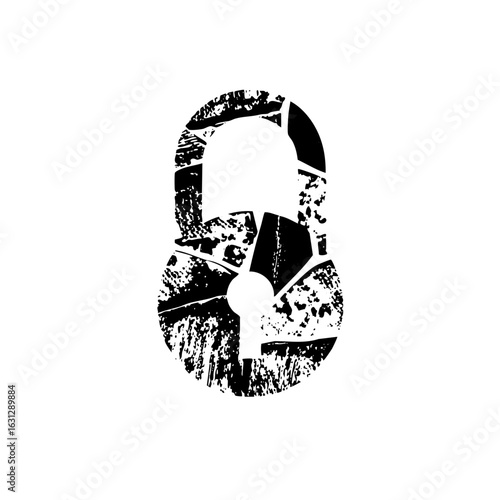 Vector Distressed padlock with keyhole.