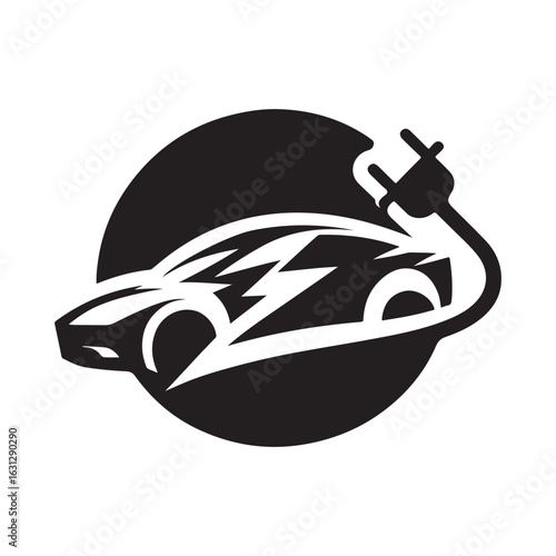 electric car vector silhouette clip art logo design illustration. modern car set collections
