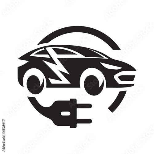electric car vector silhouette clip art logo design illustration. modern car set collections