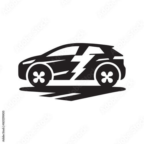 electric car vector silhouette clip art logo design illustration. modern car set collections