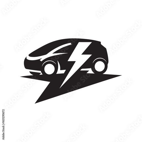 electric car vector silhouette clip art logo design illustration. modern car set collections