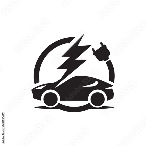 electric car vector silhouette clip art logo design illustration. modern car set collections