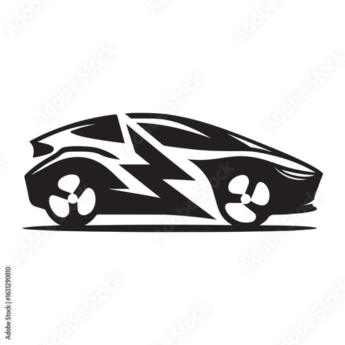 electric car vector silhouette clip art logo design illustration. modern car set collections