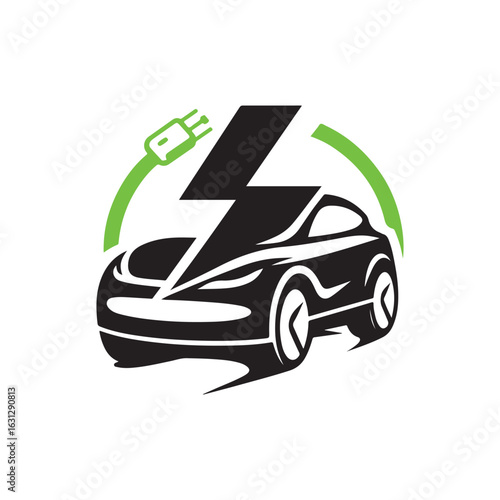 electric car vector silhouette clip art logo design illustration. modern car set collections