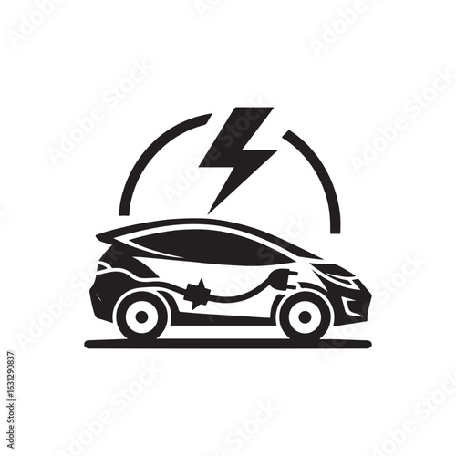 electric car vector silhouette clip art logo design illustration. modern car set collections