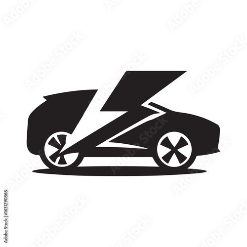electric car vector silhouette clip art logo design illustration. modern car set collections
