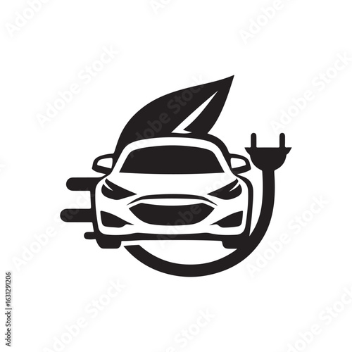 electric car vector silhouette clip art logo design illustration. modern car set collections