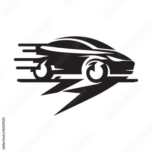 electric car vector silhouette clip art logo design illustration. modern car set collections