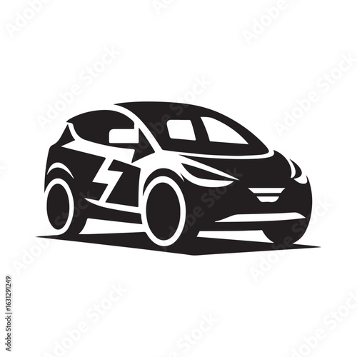 electric car vector silhouette clip art logo design illustration. modern car set collections