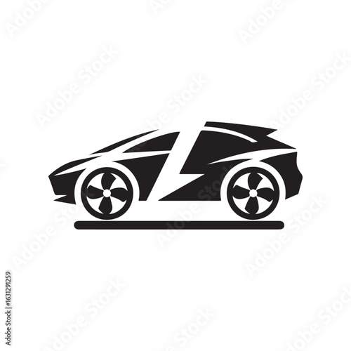 electric car vector silhouette clip art logo design illustration. modern car set collections