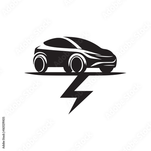 electric car vector silhouette clip art logo design illustration. modern car set collections