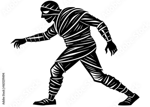 Mummy Walking with Bandages Silhouette