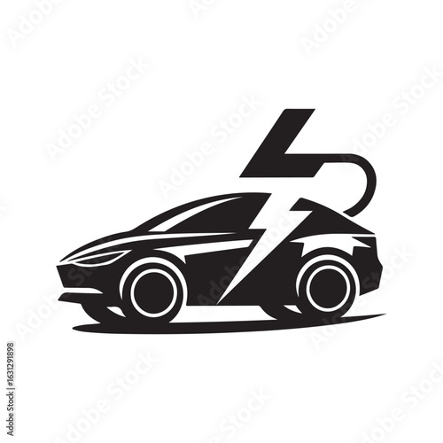electric car vector silhouette clip art logo design illustration. modern car set collections