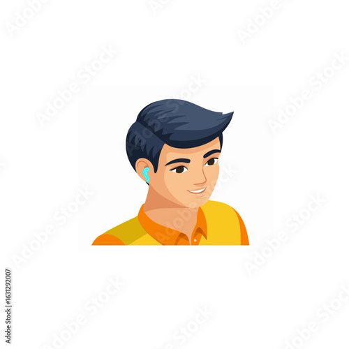 Vector character of an Asian teenager wearing a hearing aid