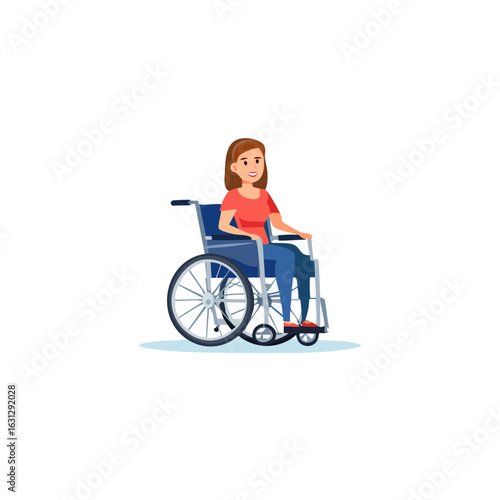 Flat vector character sitting in a wheelchair
