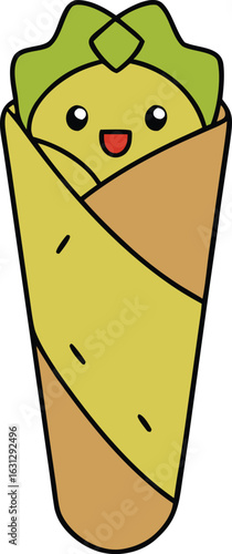 Grilled halloumi pesto wrap food illustration