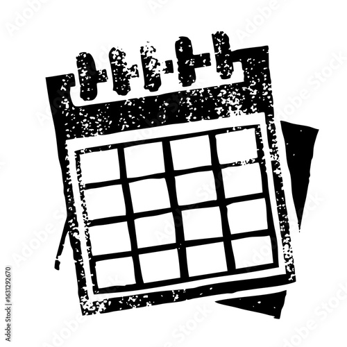 Vector Black and white calendar with date display.