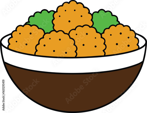 Vibrant veggie loaded falafel bowl with rice banner