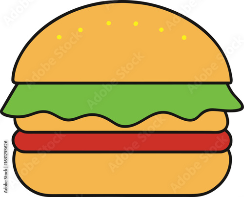 Juicy cheeseburger cut in half delicious food illustration