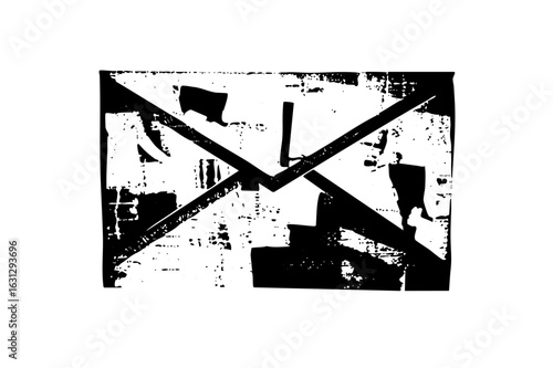 Vector Abstract cross mark with distressed texture.