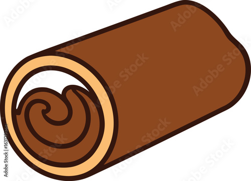 Dessert pancake roll with nutella filling illustration