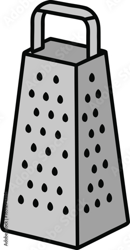 Silver metal grater with fine and coarse sides illustration