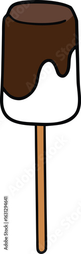 Marshmallow dipped in chocolate sweet treat illustration