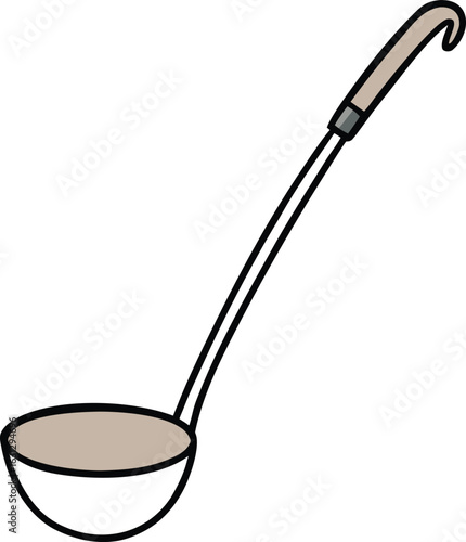 Stainless steel ladle with curved handle banner advertisement