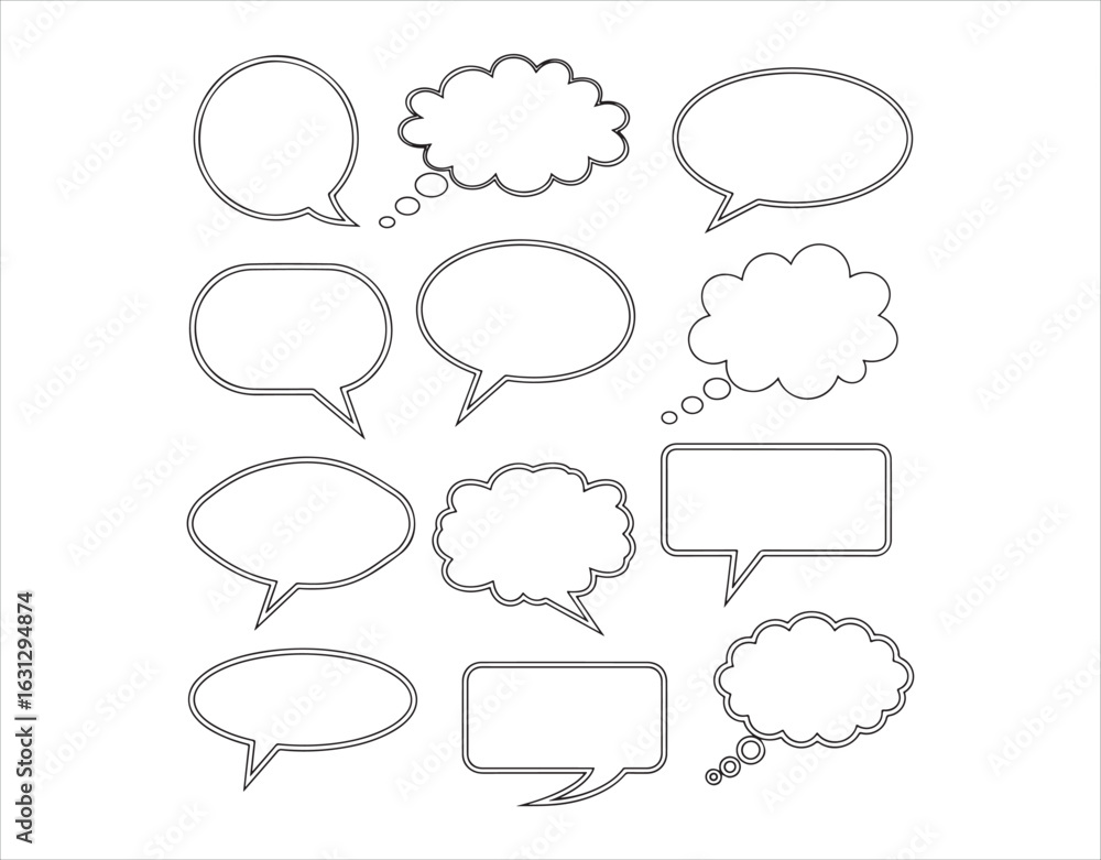 Obraz premium A collection of basic speech bubbles