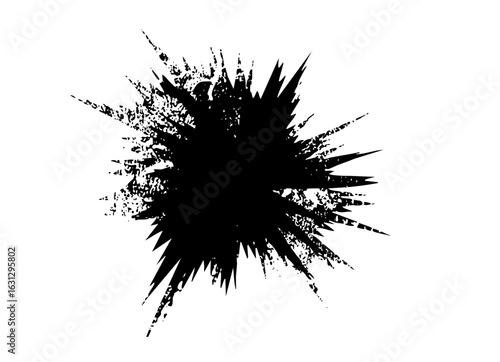 Vector Dynamic burst of jagged black splatters creates an energetic explosion.