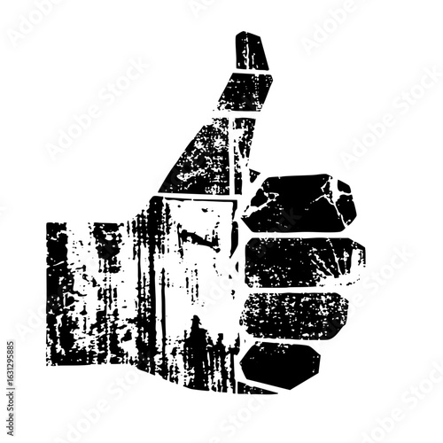 Vector Distressed thumbs-up hand conveys approval.