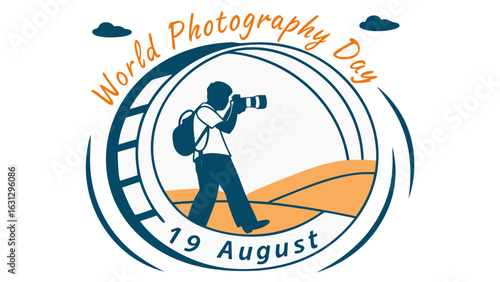 World Photography Day: Photographer in Desert Landscape - August 19th Celebration Graphic