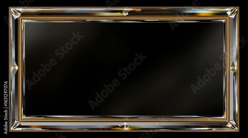 Elegant, metallic frame encloses a dark void