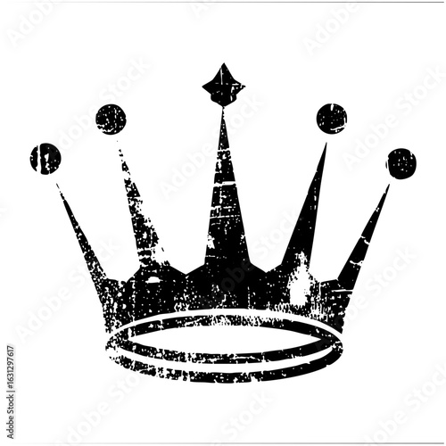 Vector Distressed black crown with spherical accents.