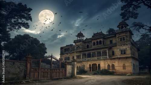 halloween castle in the night