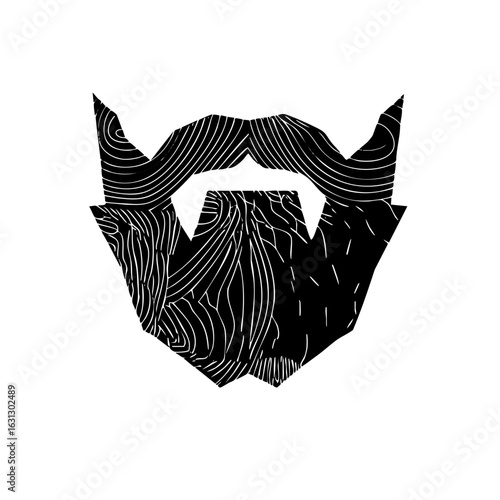 Vector Stylized beard with flowing linear .