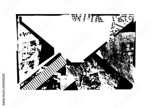 Vector Geometric shapes and textured blocks create an abstract composition.