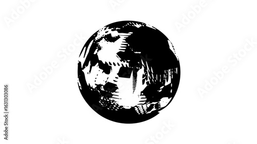 Vector Detailed monochrome of Earth with continental outlines.