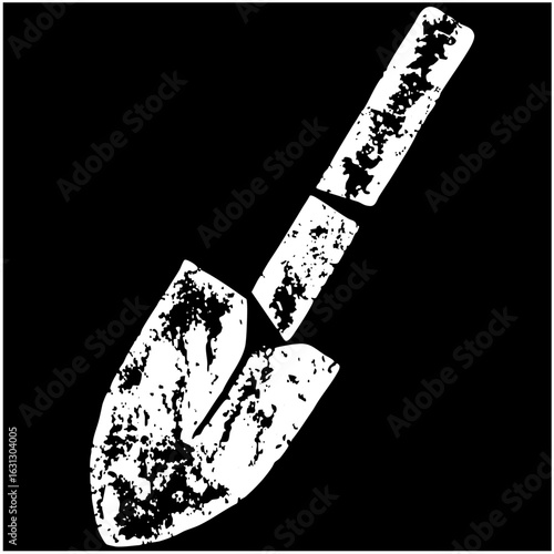 Vector Distressed trowel depicts gardening tools.