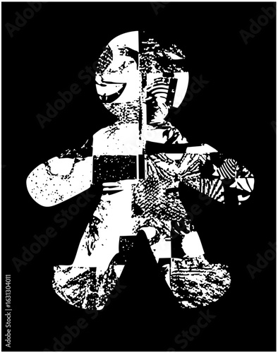 Vector Abstract humanoid figure with textured details.