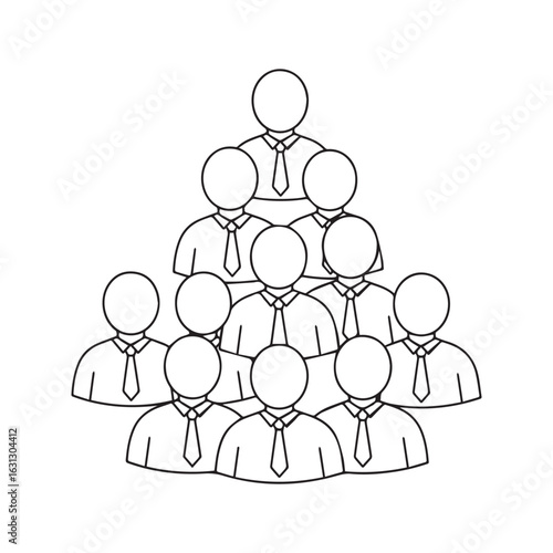 Hierarchical Group of People Illustration Showing a Leader and Team Members in a Pyramid Shape Business Concept