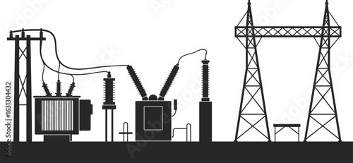electricity, transformer, substation, power, circuit, energy, lines, tower, equipment, wires, silhouette, infrastructure, transmission, voltage, connection